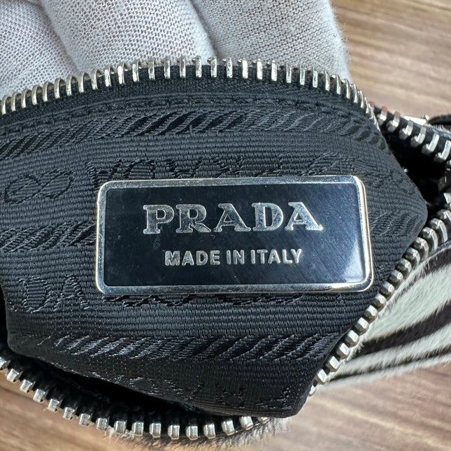 Prada Zebra Print Ponyhair Calfskin Leather Shoulder Bag