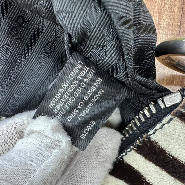 Prada Zebra Print Ponyhair Calfskin Leather Shoulder Bag