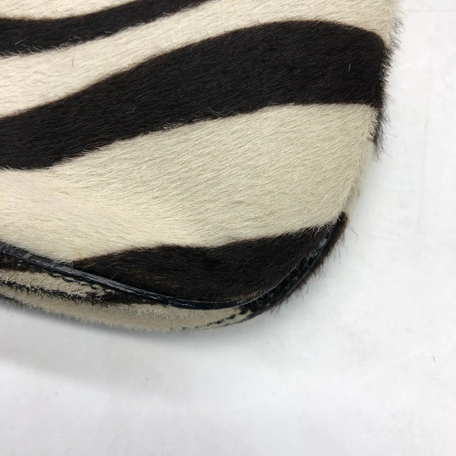 Prada Zebra Print Ponyhair Calfskin Leather Shoulder Bag