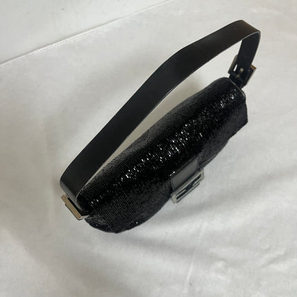 Fendi Baguette Vintage Black Glitter Beads Shoulder Bag