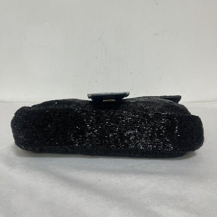 Fendi Baguette Vintage Black Glitter Beads Shoulder Bag