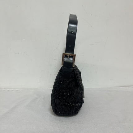 Fendi Baguette Vintage Black Glitter Beads Shoulder Bag