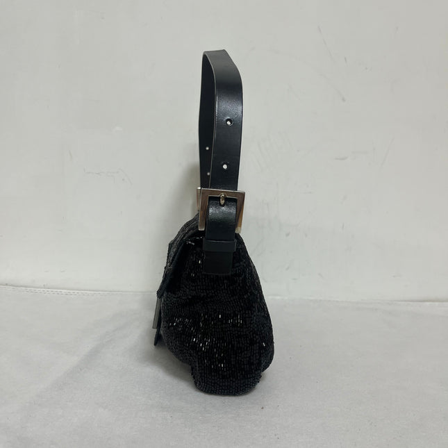 Fendi Baguette Vintage Black Glitter Beads Shoulder Bag