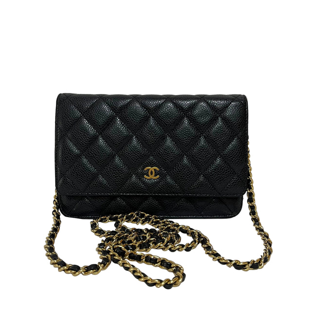 Chanel Wallet on Chain Classic Flap 2014 Black Caviar Leather Gold Hardware-Luxbags