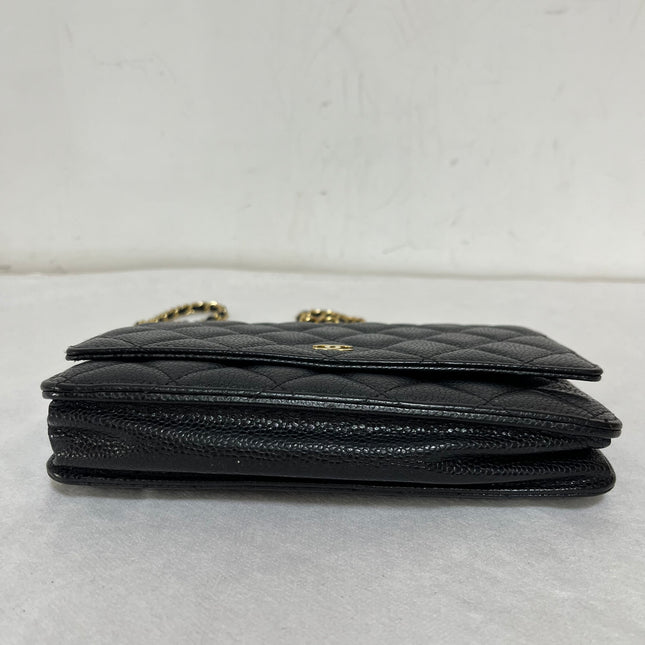 Chanel Wallet on Chain Classic Flap 2014 Black Caviar Leather Gold Hardware
