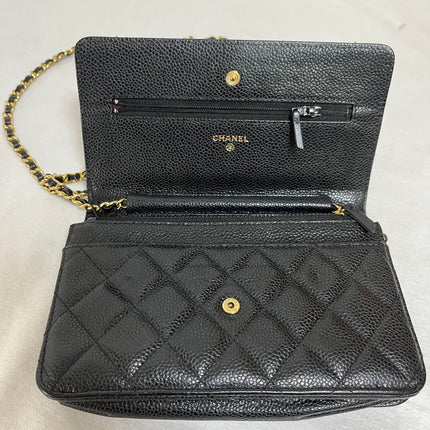 Chanel Wallet on Chain Classic Flap 2014 Black Caviar Leather Gold Hardware