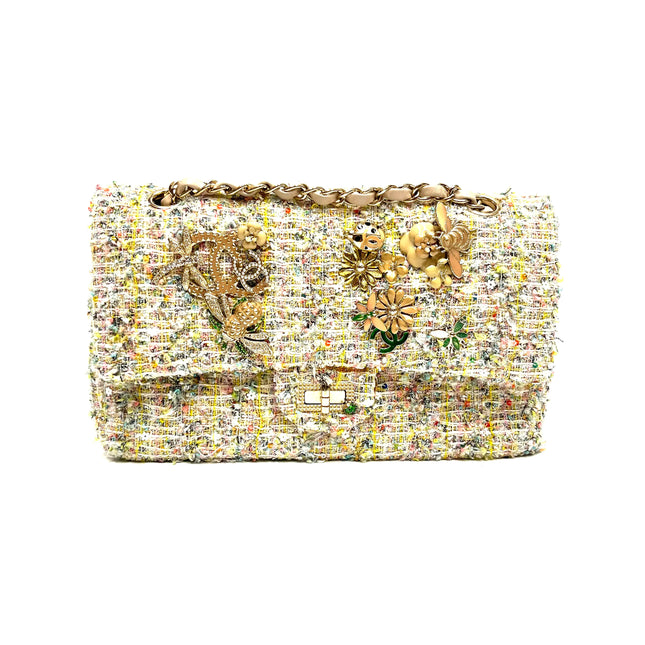 Chanel Limited Edition Garden Party 2.55 Reissue Multicolor Tweed Charms Bag-Luxbags