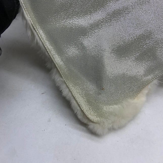 Chanel White Rabbit Fur Kiss Lock Clutch Chain Bag