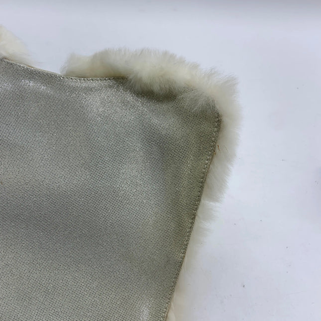 Chanel White Rabbit Fur Kiss Lock Clutch Chain Bag