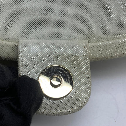 Chanel White Rabbit Fur Kiss Lock Clutch Chain Bag