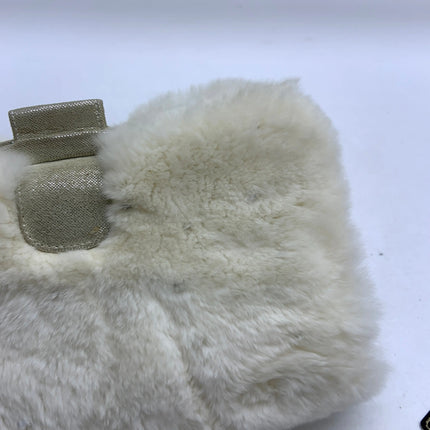 Chanel White Rabbit Fur Kiss Lock Clutch Chain Bag