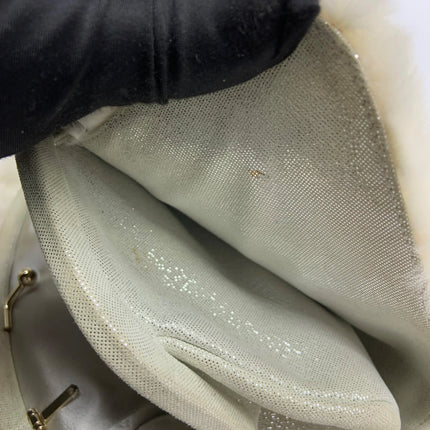 Chanel White Rabbit Fur Kiss Lock Clutch Chain Bag