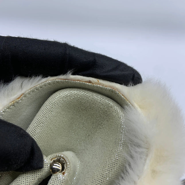 Chanel White Rabbit Fur Kiss Lock Clutch Chain Bag