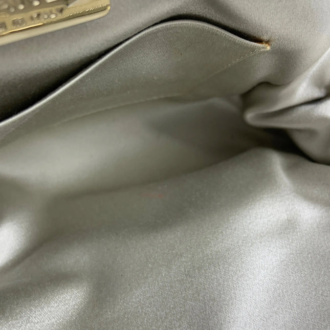 Chanel White Rabbit Fur Kiss Lock Clutch Chain Bag