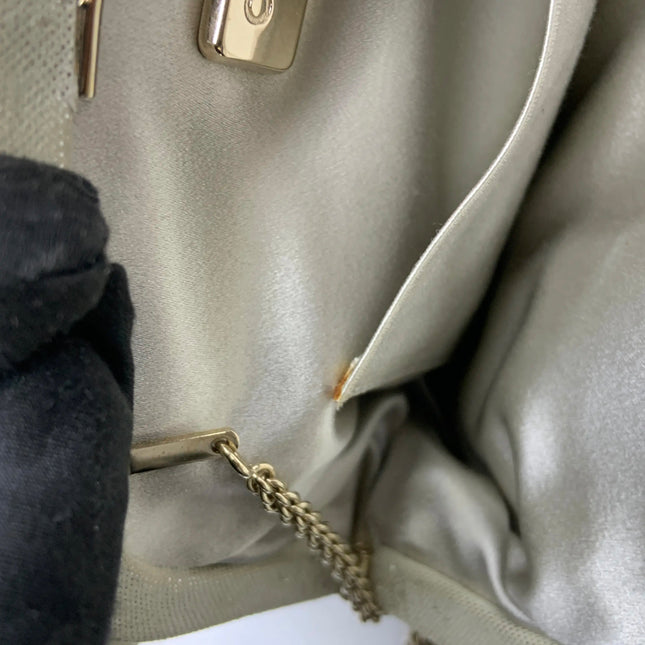 Chanel White Rabbit Fur Kiss Lock Clutch Chain Bag