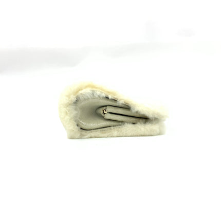 Chanel White Rabbit Fur Kiss Lock Clutch Chain Bag