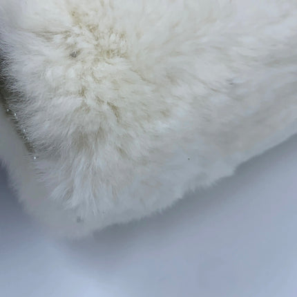 Chanel White Rabbit Fur Kiss Lock Clutch Chain Bag