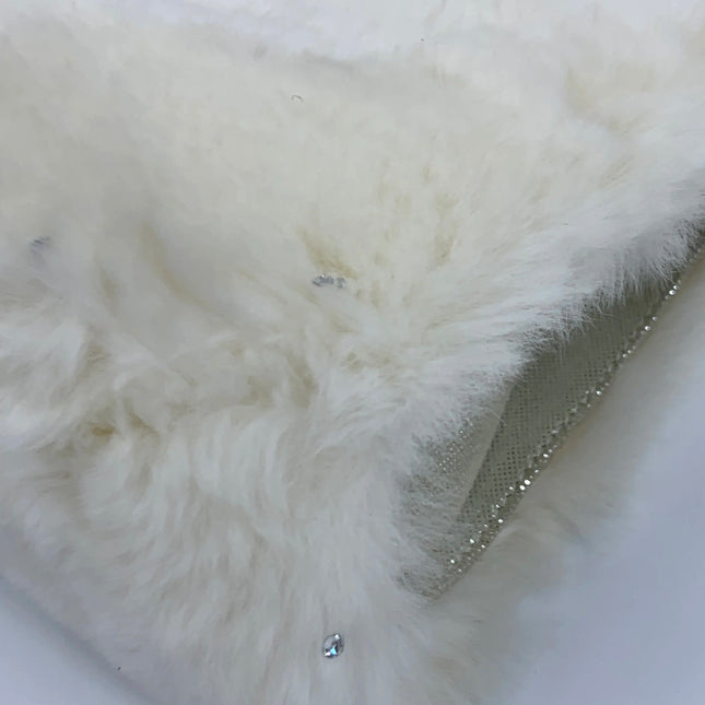 Chanel White Rabbit Fur Kiss Lock Clutch Chain Bag