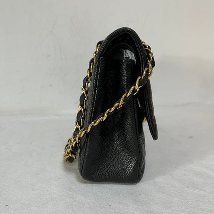 Chanel Classic Flap Medium Black Caviar Leather Double Flap Gold Hardware
