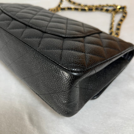 Chanel Classic Flap Medium Black Caviar Leather Double Flap Gold Hardware