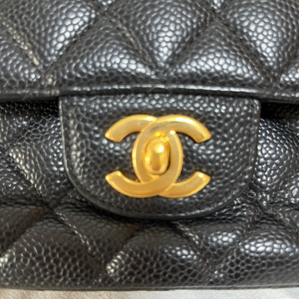 Chanel Classic Flap Medium Black Caviar Leather Double Flap Gold Hardware