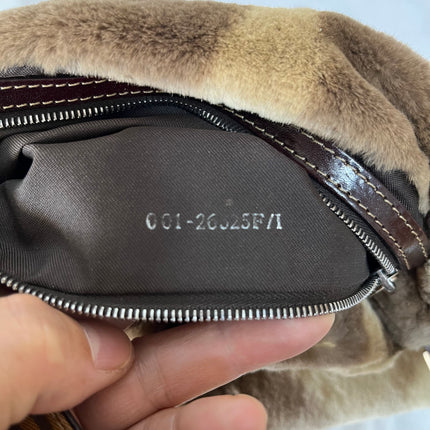 Fendi Mamma Baguette Brown Beige Soft Fur Shoulder Bag