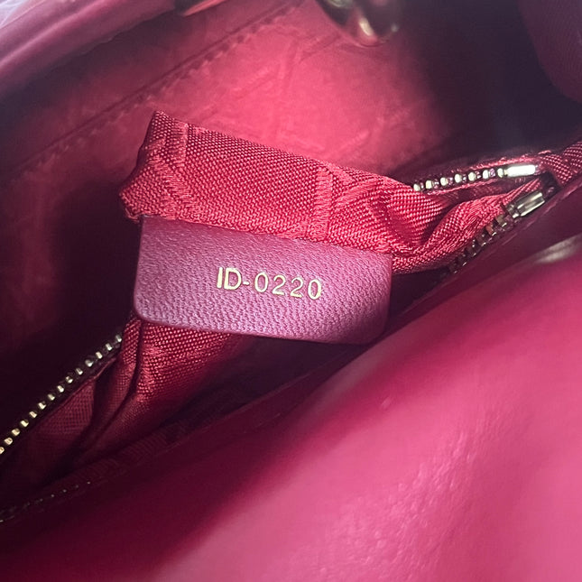 Lady Dior Mini 2020 Dark Red Lambskin Leather Gold HW Chain Strap