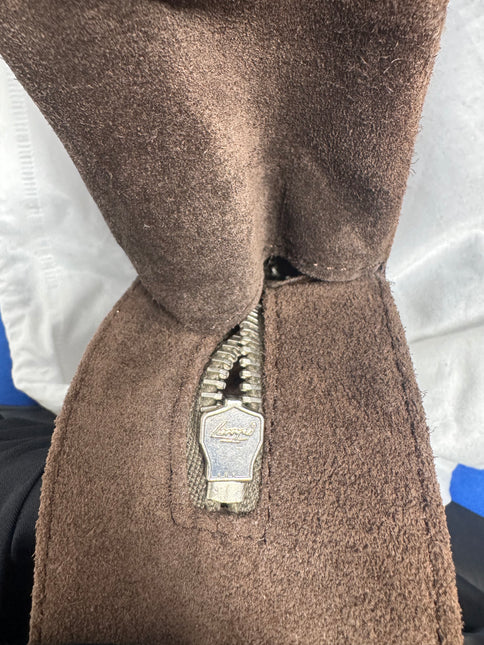 Chanel Mademoiselle Camera Bag Chocolate Brown Suede Silver Chain 2005-2006