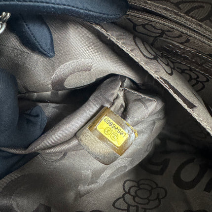 Chanel Mademoiselle Camera Bag Chocolate Brown Suede Silver Chain 2005-2006