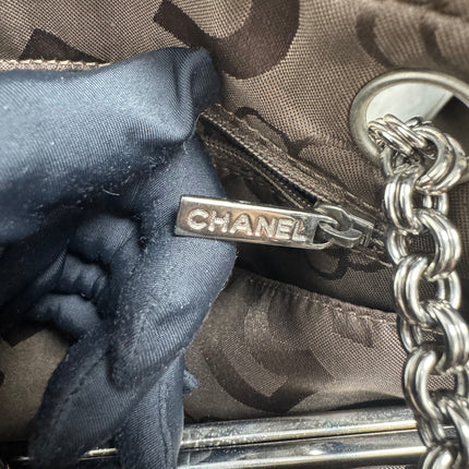 Chanel Mademoiselle Camera Bag Chocolate Brown Suede Silver Chain 2005-2006