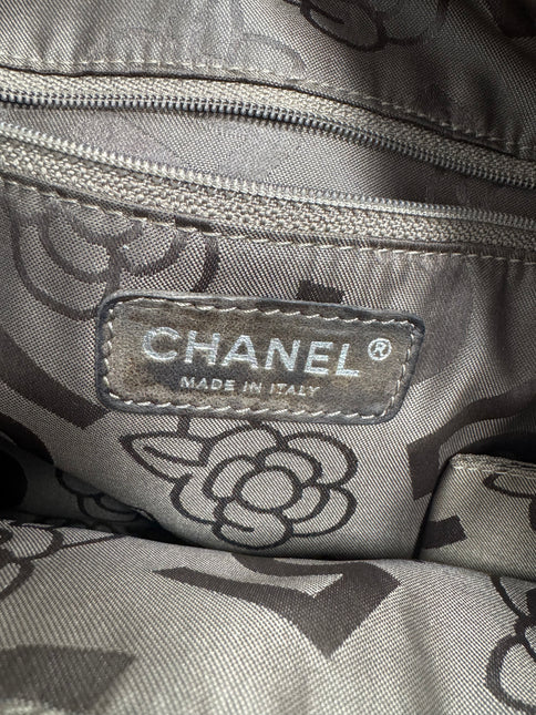 Chanel Mademoiselle Camera Bag Chocolate Brown Suede Silver Chain 2005-2006