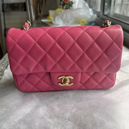 Chanel Classic Flap Rectangular Mini Rose Pink Lambskin Gold Hardware 2012-13
