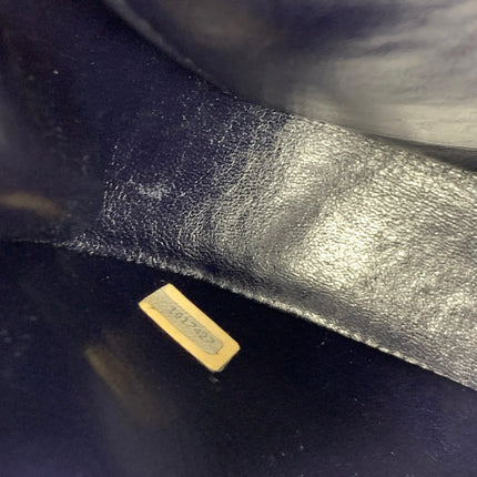 Chanel Vintage Half Moon Flap Bag Navy Lambskin Leather Mega Gold Hardware 1989-1991