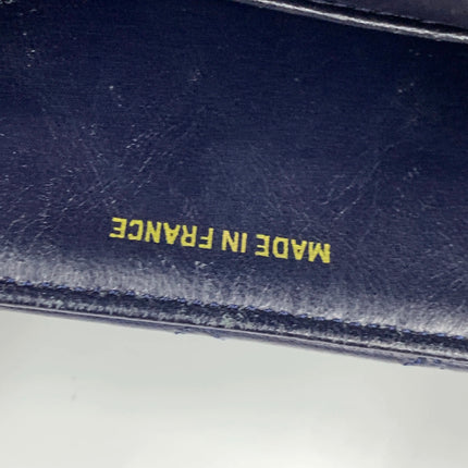 Chanel Vintage Half Moon Flap Bag Navy Lambskin Leather Mega Gold Hardware 1989-1991