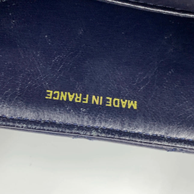 Chanel Vintage Half Moon Flap Bag Navy Lambskin Leather Mega Gold Hardware 1989-1991