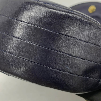 Chanel Vintage Half Moon Flap Bag Navy Lambskin Leather Mega Gold Hardware 1989-1991