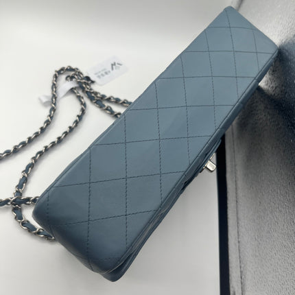 Chanel Timeless Classic Flap 2012 Medium Ash Blue Lambskin Leather Silver Hardware