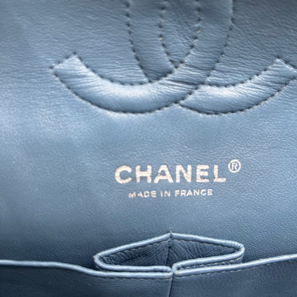 Chanel Timeless Classic Flap 2012 Medium Ash Blue Lambskin Leather Silver Hardware