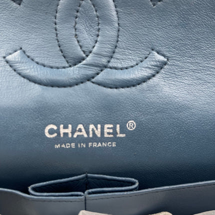 Chanel Timeless Classic Flap 2012 Medium Ash Blue Lambskin Leather Silver Hardware