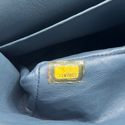 Chanel Timeless Classic Flap 2012 Medium Ash Blue Lambskin Leather Silver Hardware