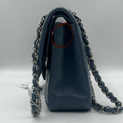 Chanel Timeless Classic Flap 2012 Medium Ash Blue Lambskin Leather Silver Hardware