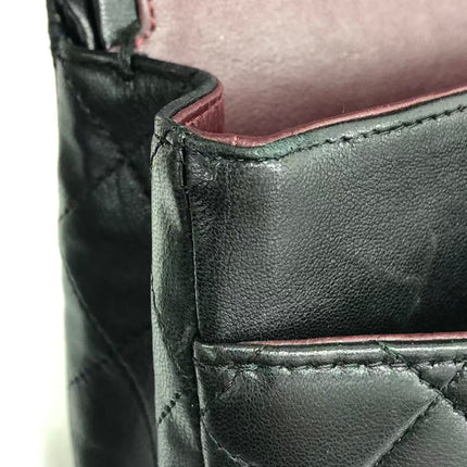 Chanel Timeless Classic Flap Medium 2009 Black Lambskin Leather Silver Hardware