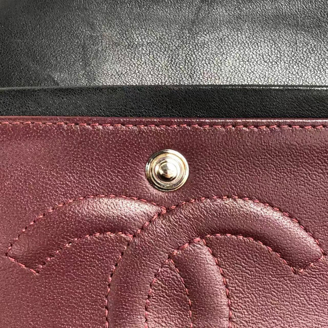 Chanel Timeless Classic Flap Medium 2009 Black Lambskin Leather Silver Hardware