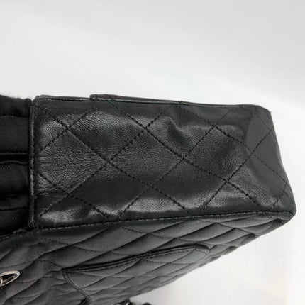 Chanel Timeless Classic Flap Medium 2009 Black Lambskin Leather Silver Hardware
