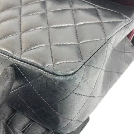 Chanel Timeless Classic Flap Medium 2009 Black Lambskin Leather Silver Hardware