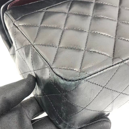 Chanel Timeless Classic Flap Medium 2009 Black Lambskin Leather Silver Hardware