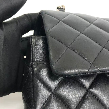 Chanel Timeless Classic Flap Medium 2009 Black Lambskin Leather Silver Hardware