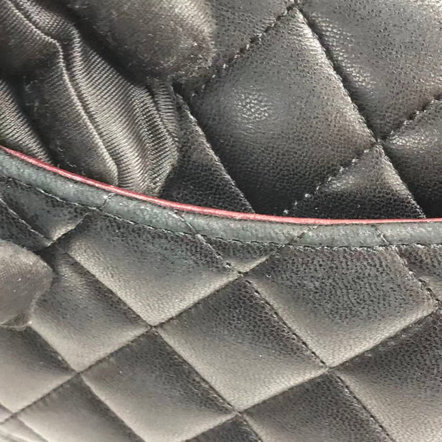 Chanel Timeless Classic Flap Medium 2009 Black Lambskin Leather Silver Hardware