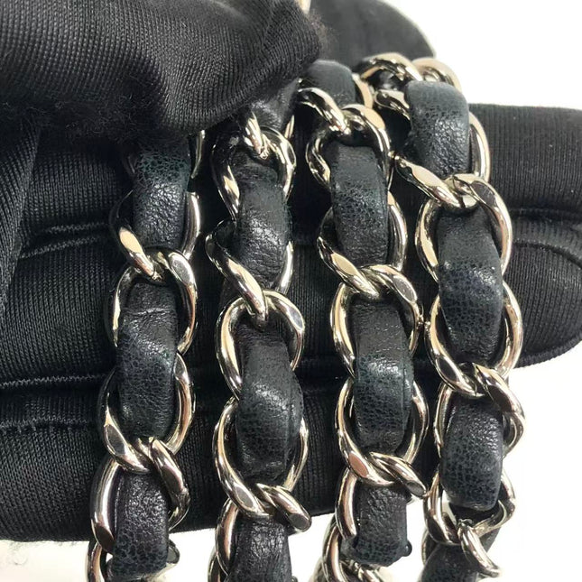 Chanel Timeless Classic Flap Medium 2009 Black Lambskin Leather Silver Hardware