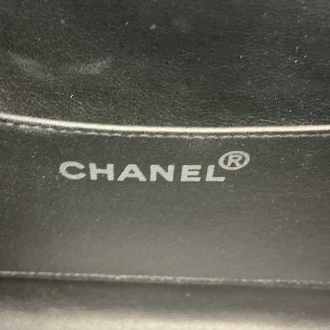 Chanel Vanity Case Vintage Black Patent Leather Silver Clasp Hardware